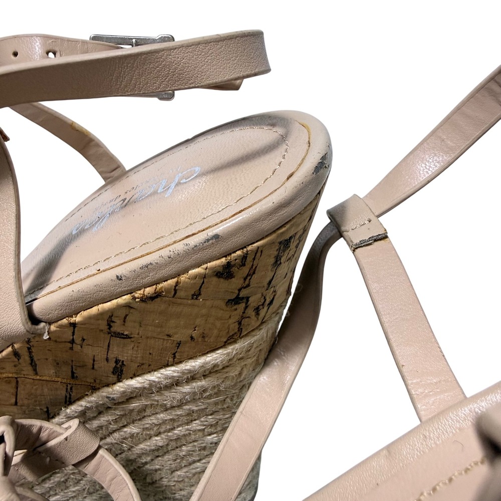 Charles by Charles David Nude Strappy Espadrille Cork Wedge Sandals 9M‎ Summer - Picture 12 of 16